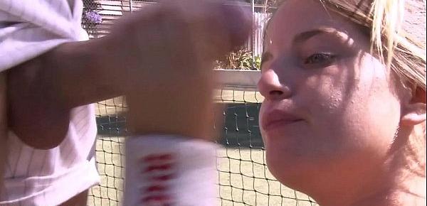  Nasty amateur couple fucking on a tennis court